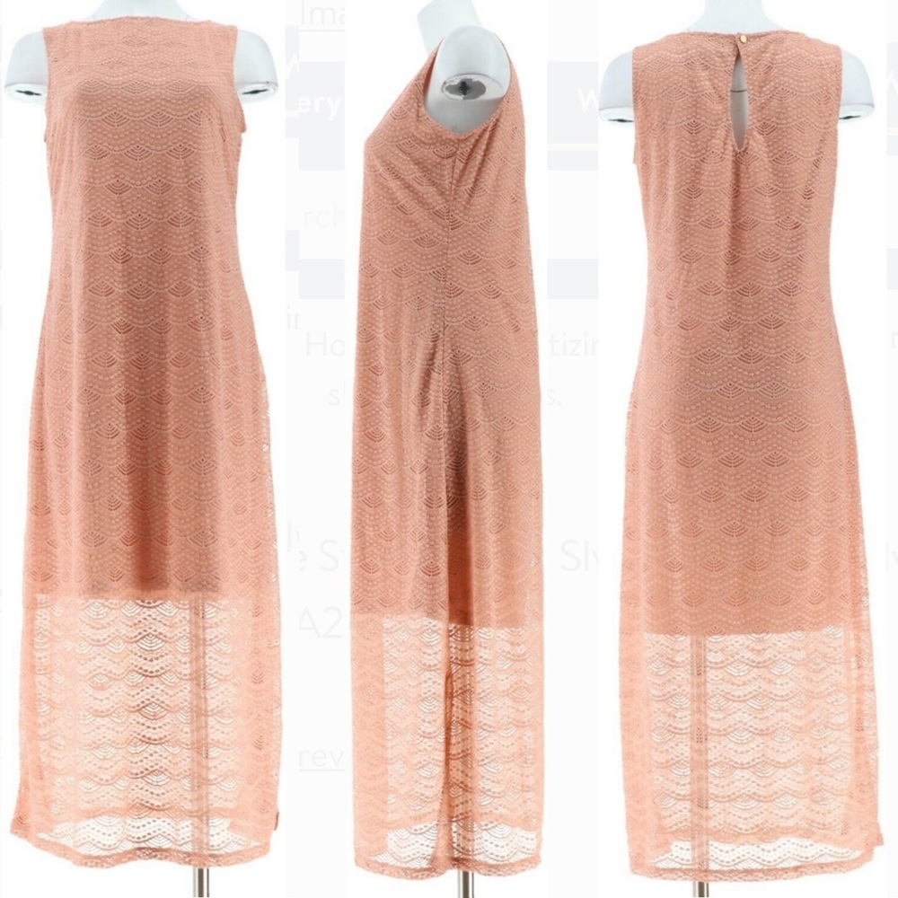 C. Wonder Dusty Rose Lace Overlay Sleeveless Dress - Picture 1 of 6